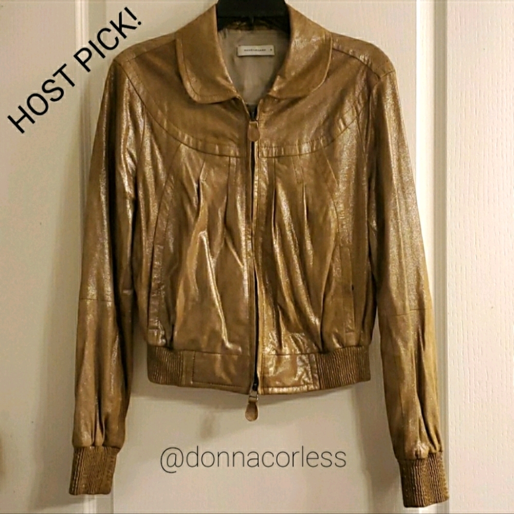Rene Lezard Goat Suede Leather Jacket Taupe Bomber Womens EU 38